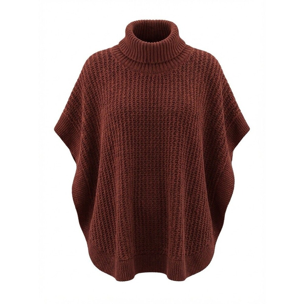 NWT LC Lauren Conrad Women's Cowl Neck Open Knit Poncho Sweater Rust One Size